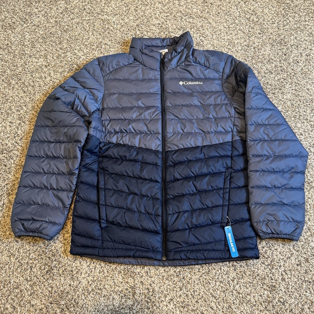 Columbia Foster Falls Omni-Shield Zip Puffer Jacket Blue Two Tone Mens Small